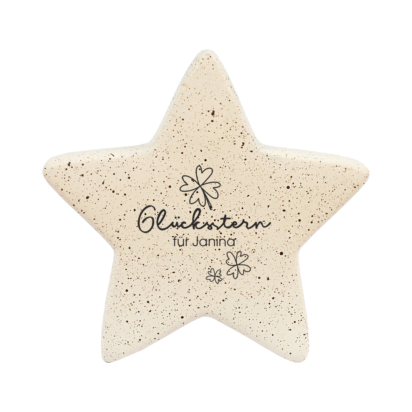 Freigestellter kleiner Glücksstern mit personalisiertem Text