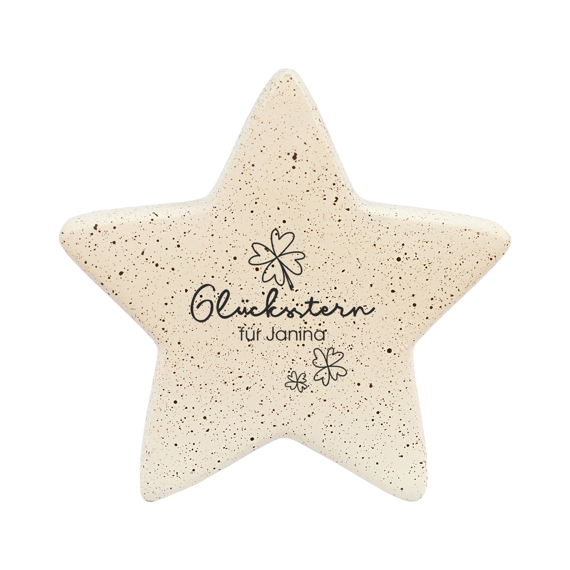 Freigestellter kleiner Glücksstern mit personalisiertem Text