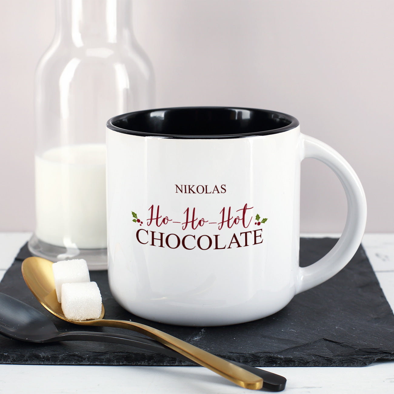 Große weihnachtliche Tasse - Ho-Ho-Hot Chocolate - mit Ihrem Namen