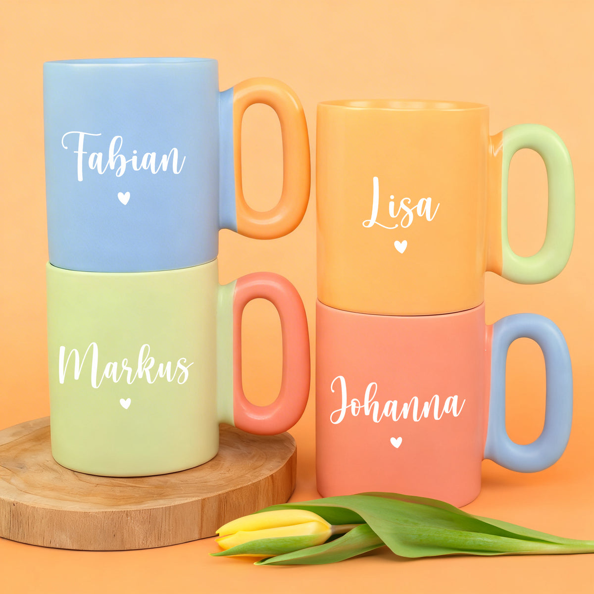 Personalisierte bunte Tasse mit Name und Herz von Ritzenhoff & Breker –