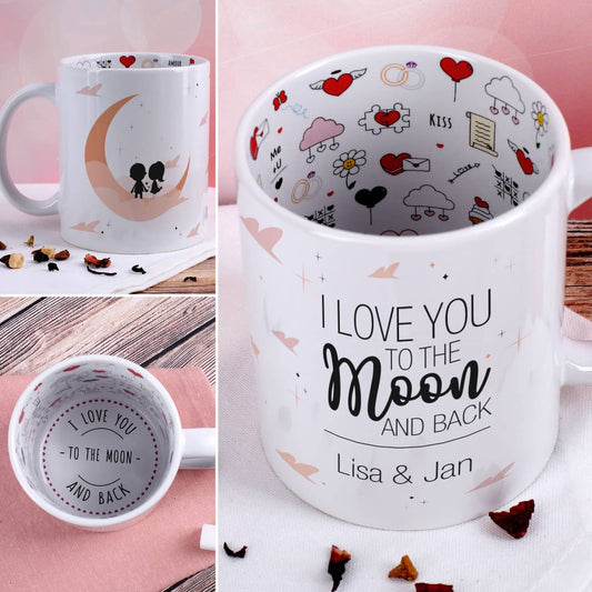 Valentinstagstasse von allen Seiten bedruckt