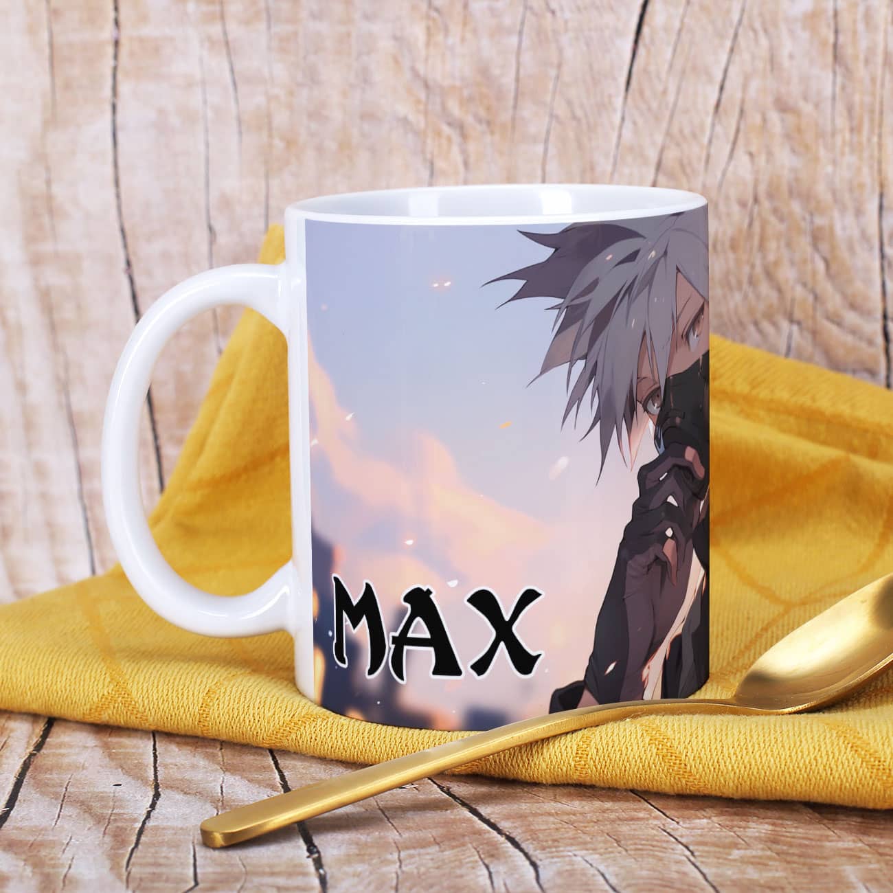 Individuell gestaltete Tasse mit Anime-Motiven und einem Namen Ihrer Wahl