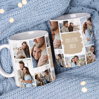Bestseller Geschenk, Fototasse mit 10 Fotos, Wunschtext und wählbaren Farben, gestalten sie ganz einfach ihre persönliche Tasse. –