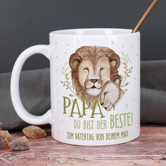 Tasse mit Motiv von Löwen als Geschenk zum Vatertag