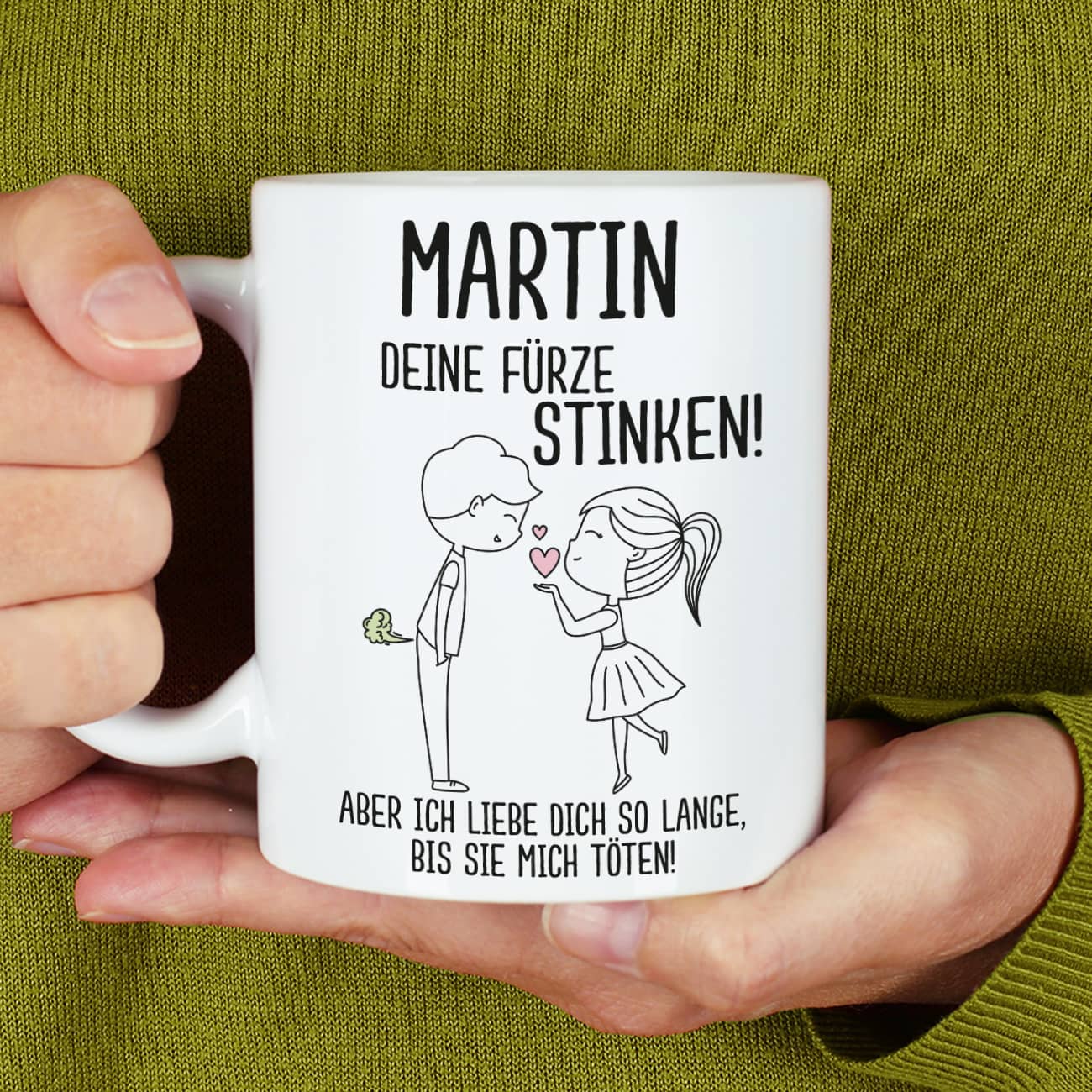 Keramiktasse mit Name und witzigem Motiv für Männer bedruckt