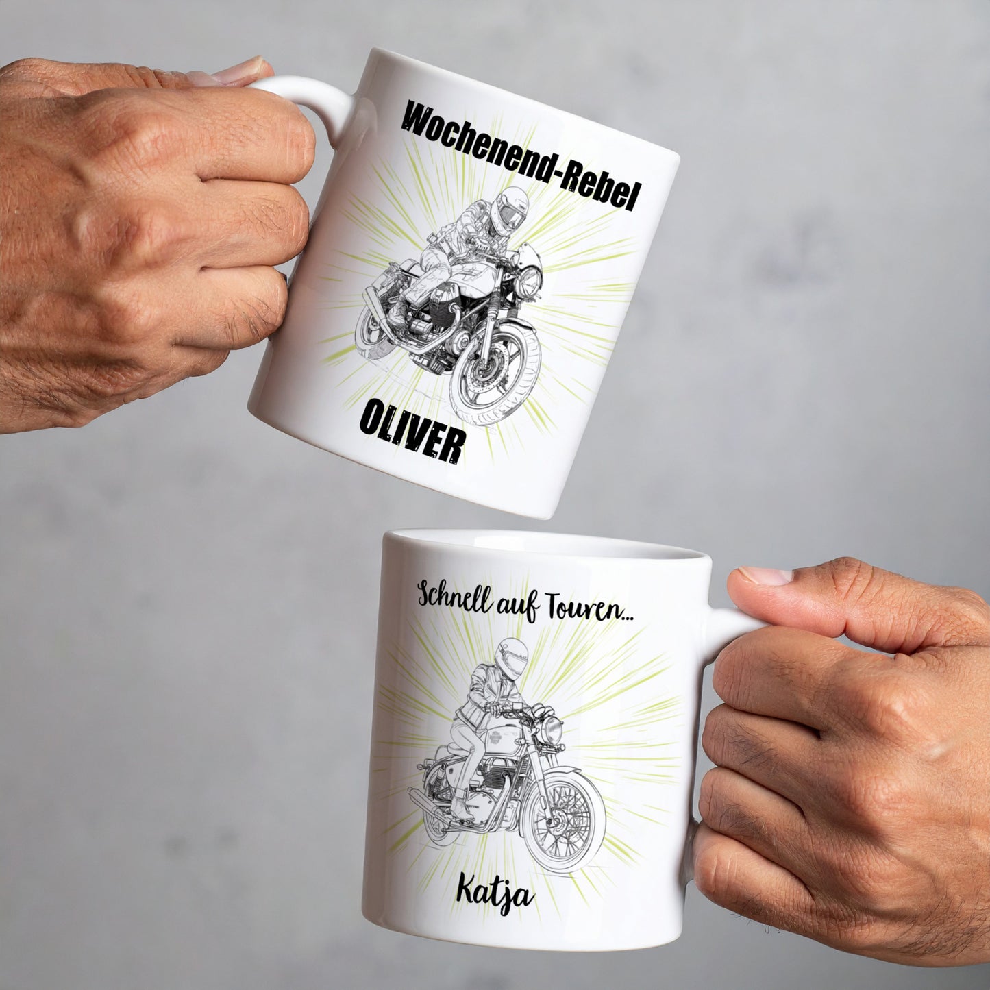 Tasse mit Classic Retro Bike Motiven personalisiert aus Keramik | Geschenk für Motorradfahrer