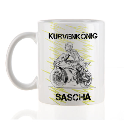 Personalisierte Racing-Bike-Tasse mit Name und Wunschtext, Supersport-Motiv