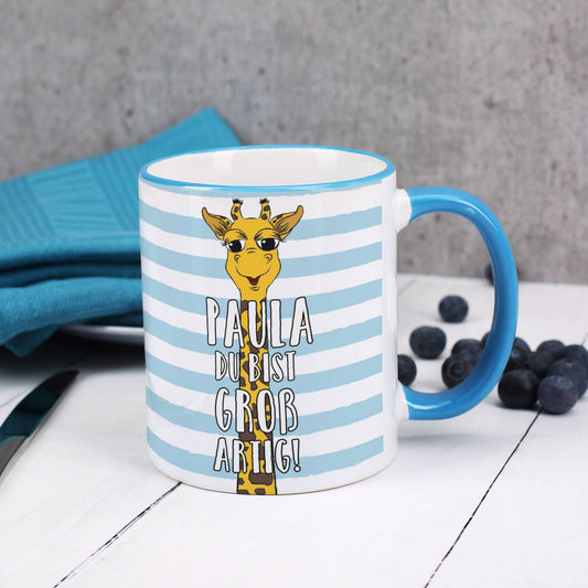 Du bist großartig! - Tasse mit Giraffe und Name