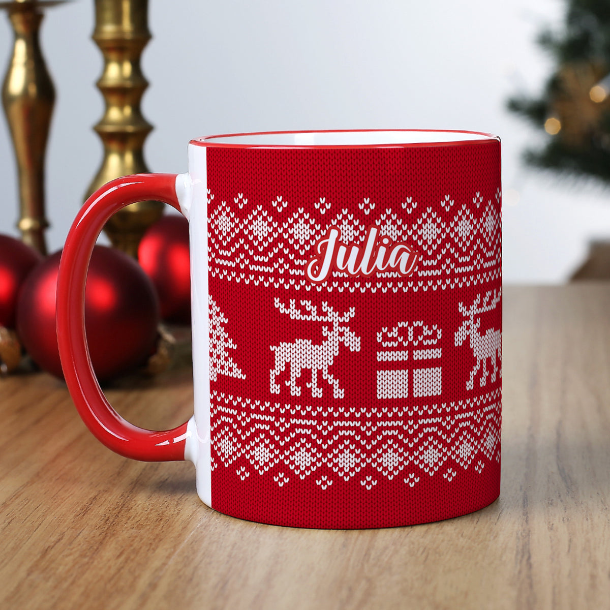 Personalisierte Tasse mit Name zu Weihnachten