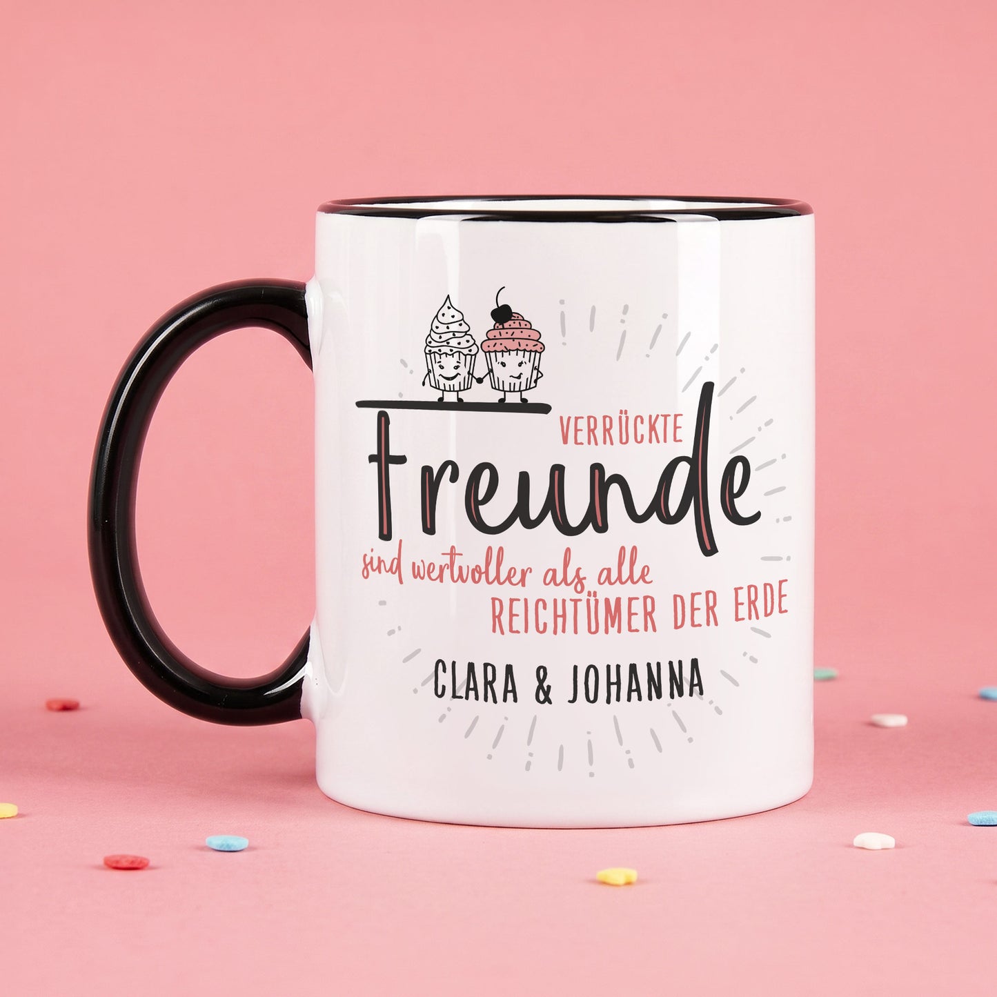 Verrückte Freunde - Tasse mit Wunschtext für beste Freundinnen & Freunde
