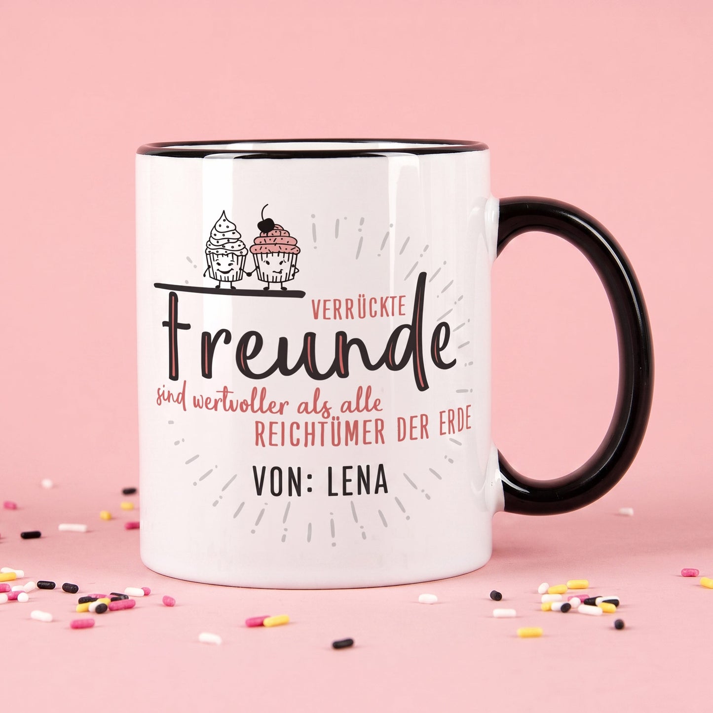 Verrückte Freunde - Tasse mit Wunschtext für beste Freundinnen & Freunde