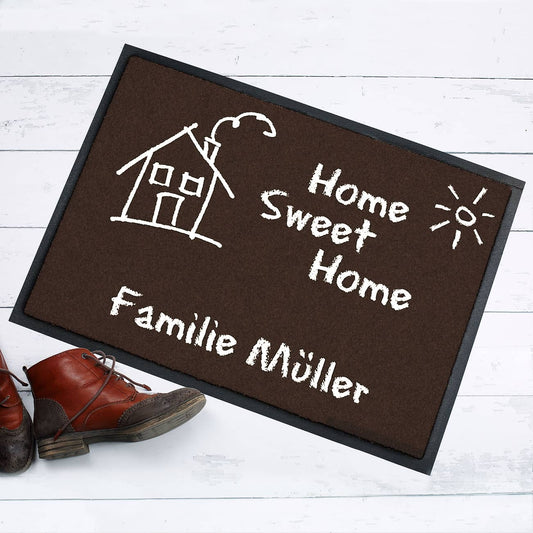  Fußmatte -Home Sweet Home- in Tafeloptik