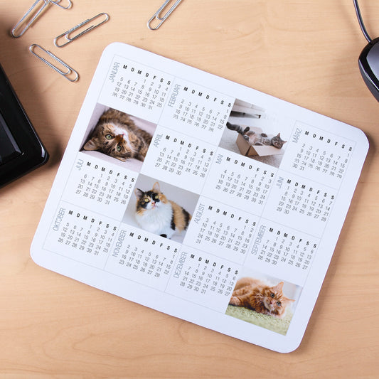 Mousepad mit Kalender 2026 und Fotodruck – kombinierter Schreibtischkalender und Fotokalender fürs Büro