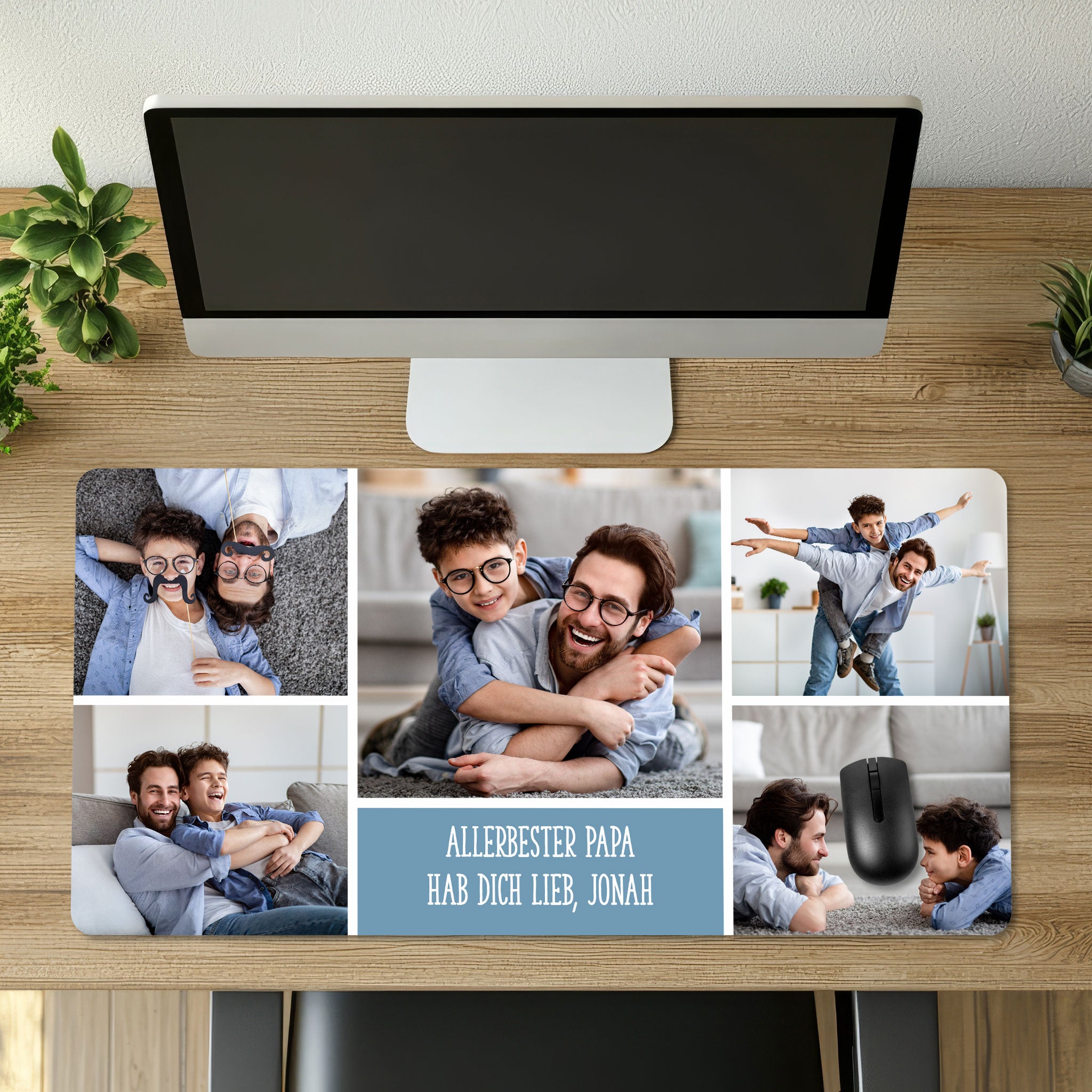 Mousepad XXL personalisiert mit Fotos und Wunschtext | Schreibtischunterlage & Gaming-Mauspad