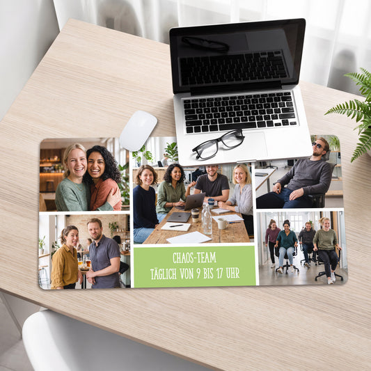Personalisiertes XXL Mousepad mit 5 Fotos und Wunschtext für Kollegen