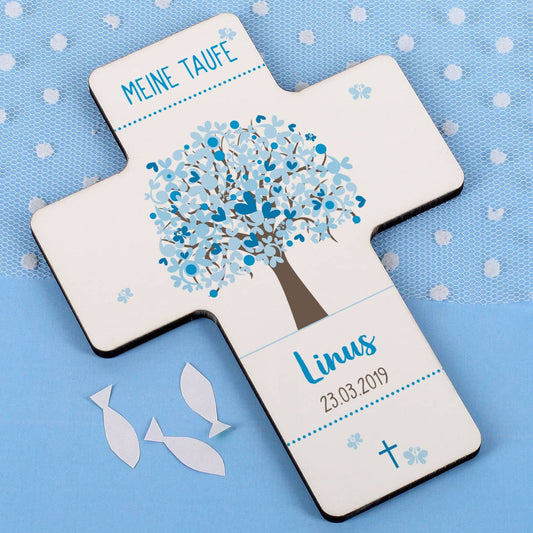 Bedrucktes Kreuz zur Taufe für Jungs