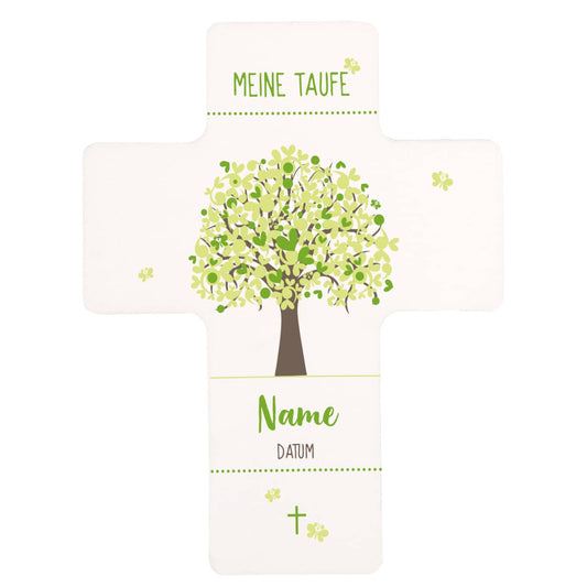 Taufkreuz mit Lebensbaum, Name und Datum