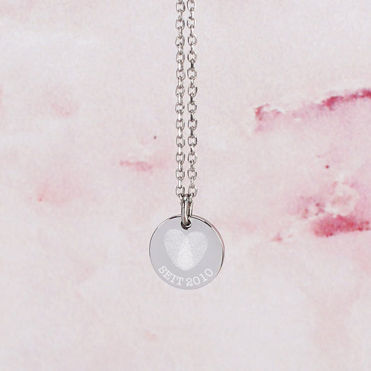 Leonardo Kette mit Herz aus Fingerabdrücken und Ihrem Wunschtext in Silber