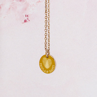 Leonardo Kette mit Herz aus Fingerabdrücken und Ihrem Wunschtext in Gold