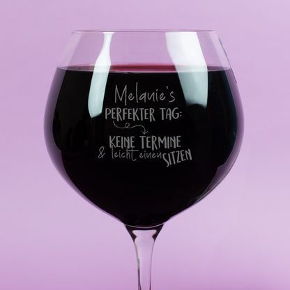 Burgunderglas von Leonardo mit Gravur 'Perfekter Tag' & Name | Personalisiertes Weinglas Geschenk