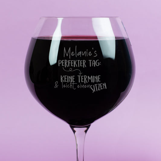 Burgunderglas von Leonardo mit Gravur 'Perfekter Tag' & Name | Personalisiertes Weinglas Geschenk