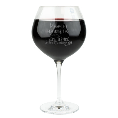 Burgunderglas von Leonardo mit Gravur 'Perfekter Tag' & Name | Personalisiertes Weinglas Geschenk