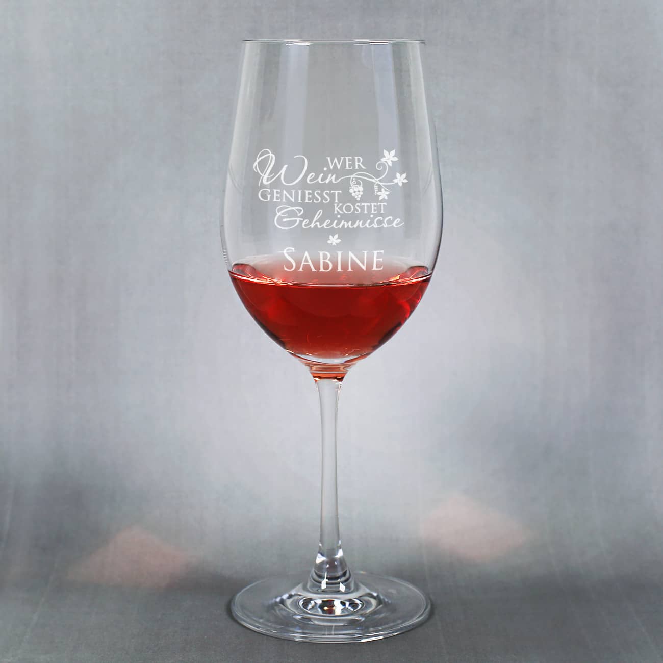 "Wer Wein genießt kostet Geheimnisse" Leonardo Weinglas mit Namensgravur