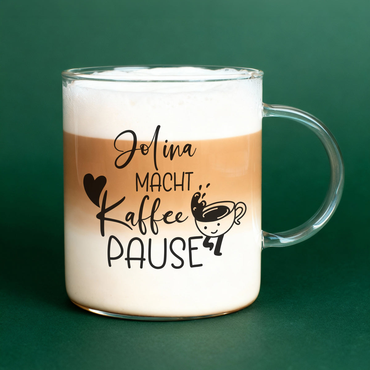 Personalisierte Kaffeetasse aus Leonardo-Glas mit Name & Spruch –