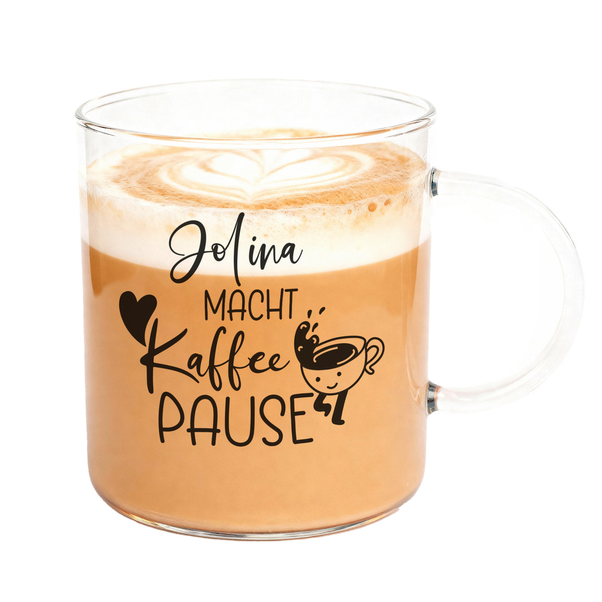 Personalisierte Kaffeetasse aus Leonardo-Glas mit Name & Spruch –