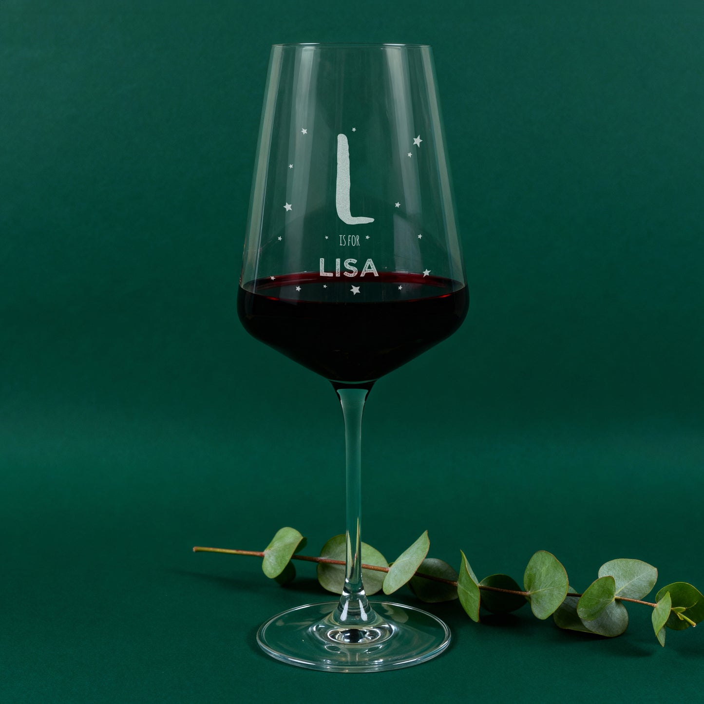 Rotweinglas von Leonardo mit Initiale und Name