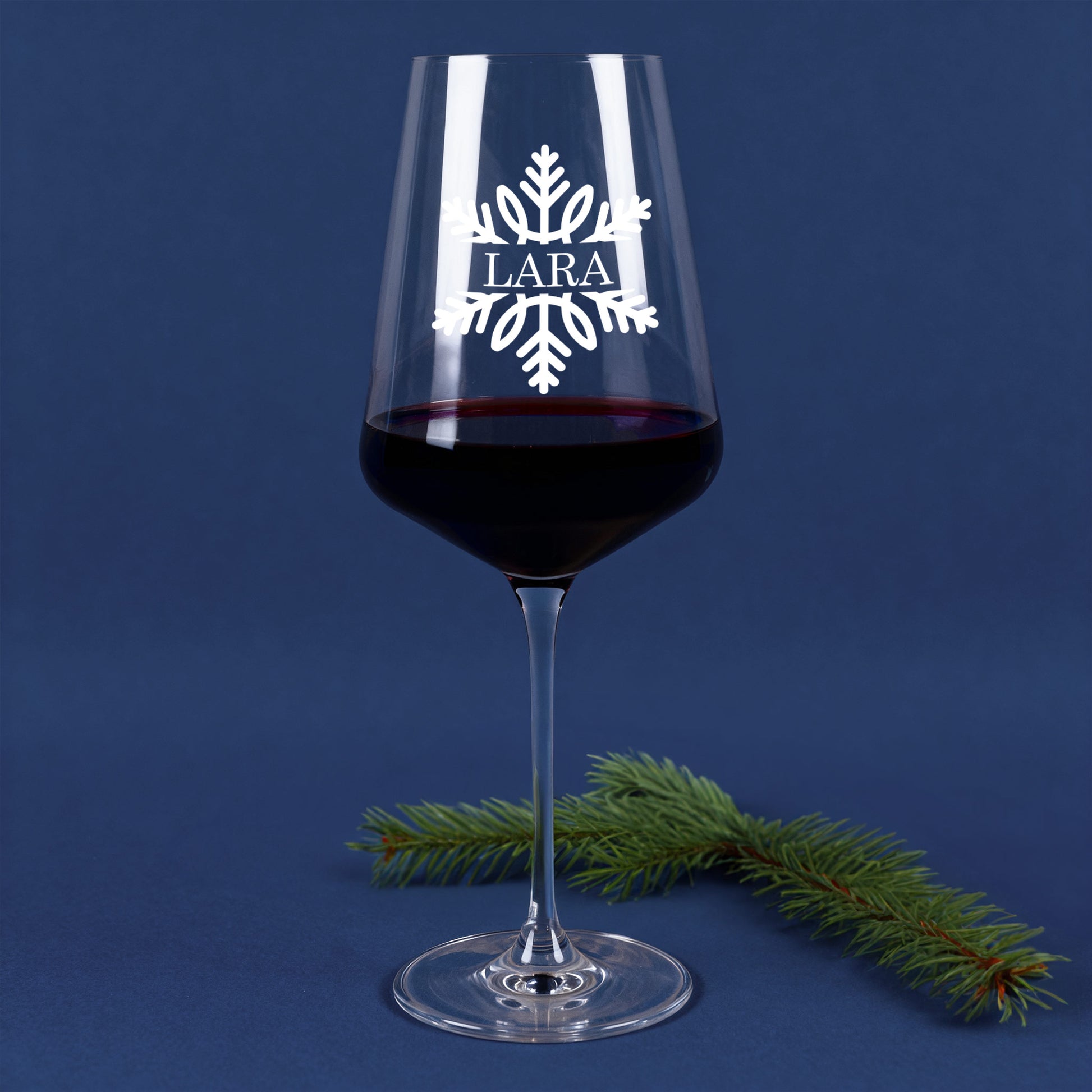 Leonardo Weinglas mit Gravur Schneeflocke und Name Lara