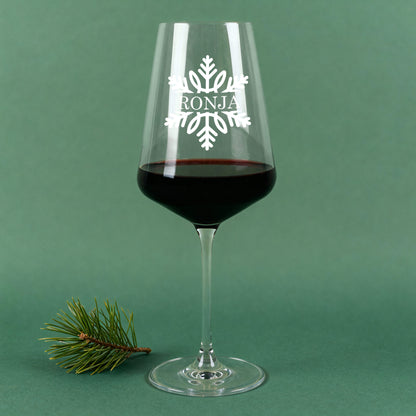 Personalisiertes Schneeflocken-Weinglas von Leonardo mit Name Ronja