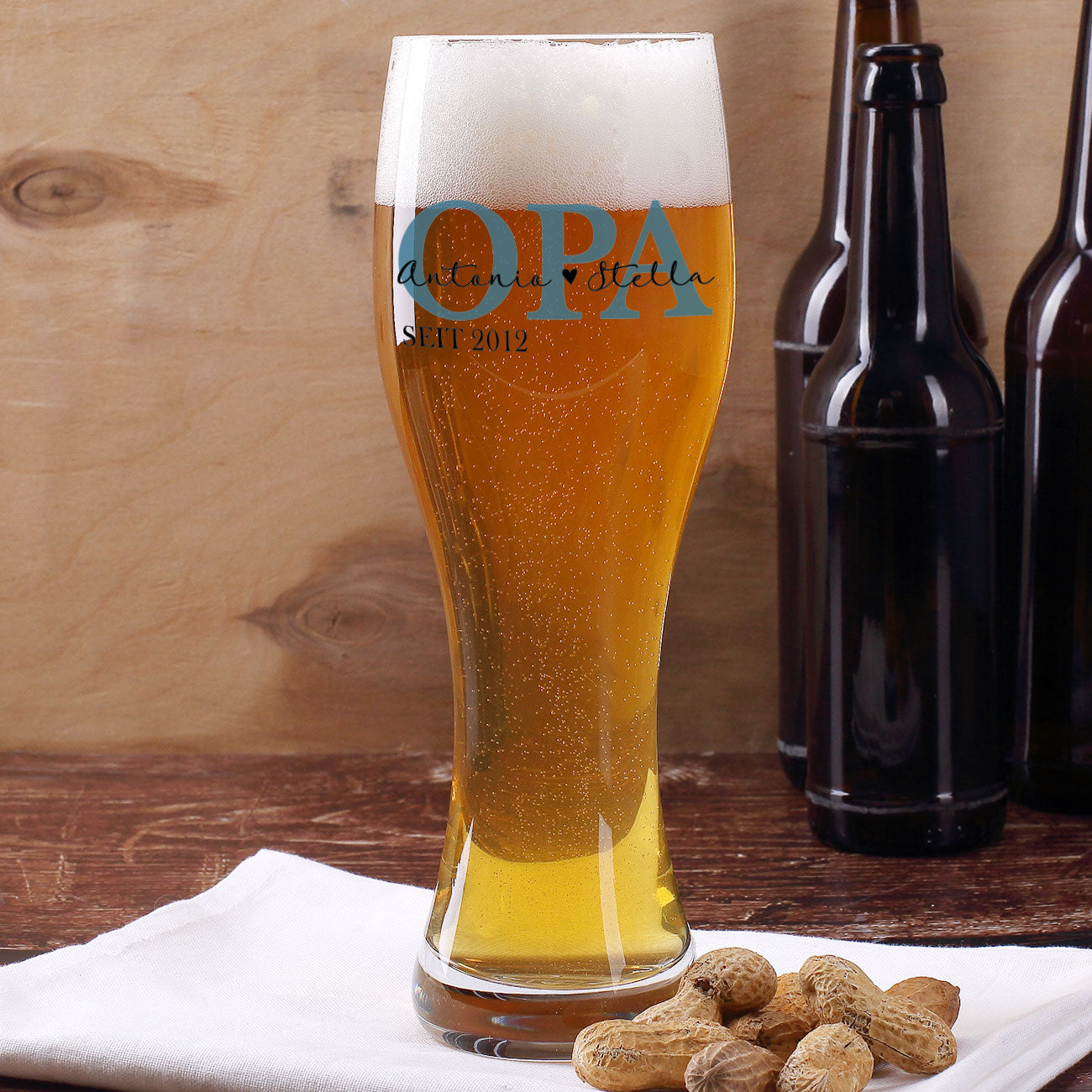 Weizenglas für Opa mit personalisierten Druck von Namen und Jahr