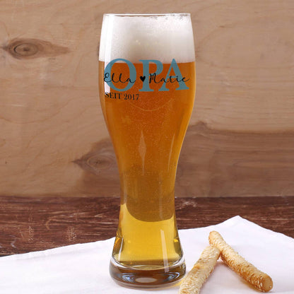 Personalisiertes Weizenglas mit Namen und Jahr bedruckt