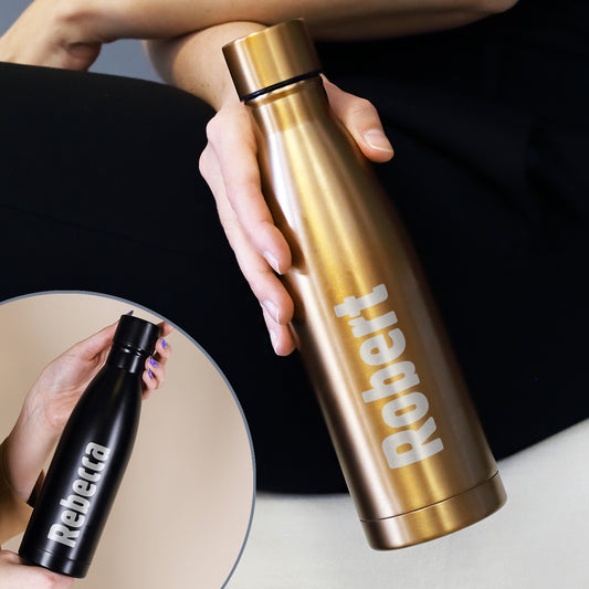 Thermosflasche in zwei Farben mit Ihrem Wunschnamen