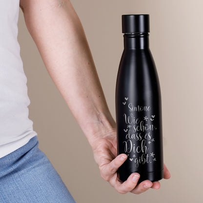 Wie schön, dass es Dich gibt. - Thermosflasche in zwei Farben mit Namensgravur