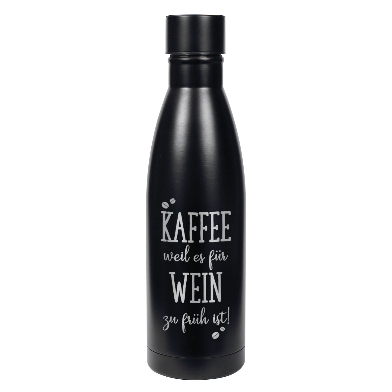 Thermosflasche mit Kaffeemotiv und Wunschtext