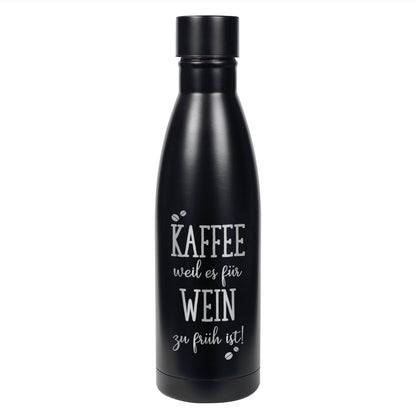Thermosflasche mit Kaffeemotiv und Wunschtext