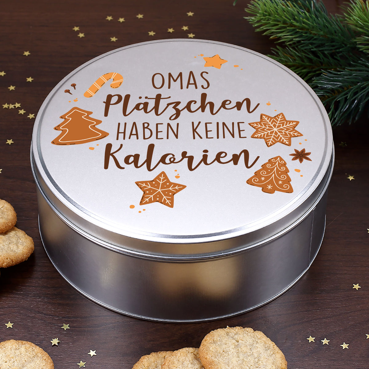 Personalisierte Keksdose mit Name und Motiv aus Metall für Weihnachten –