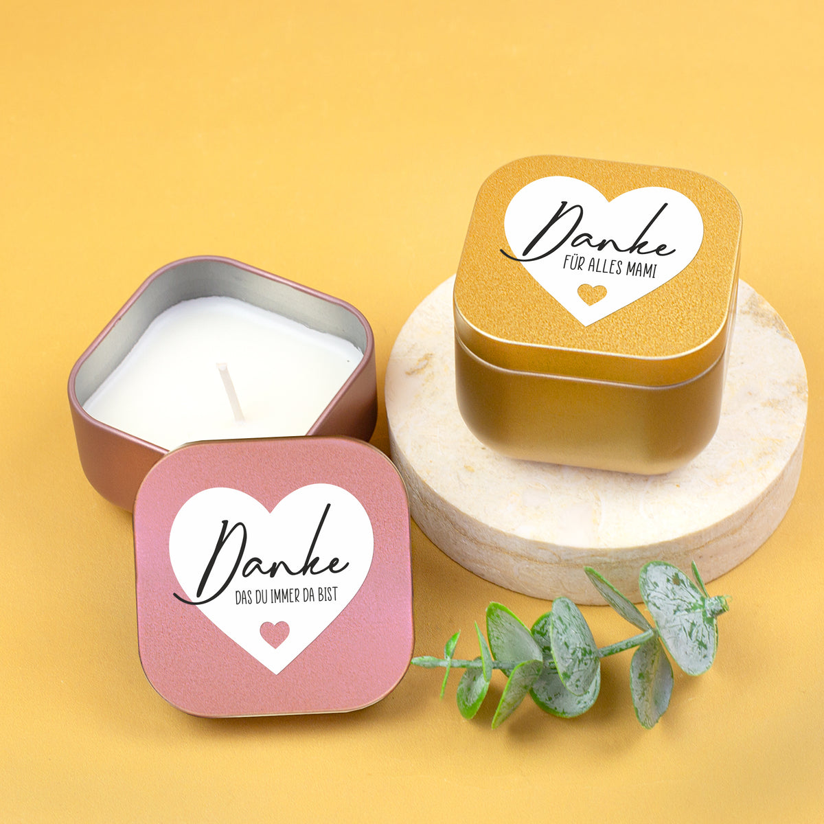 Duftkerze mit Vanilleduft als personalisiertes Dankeschön Geschenk –