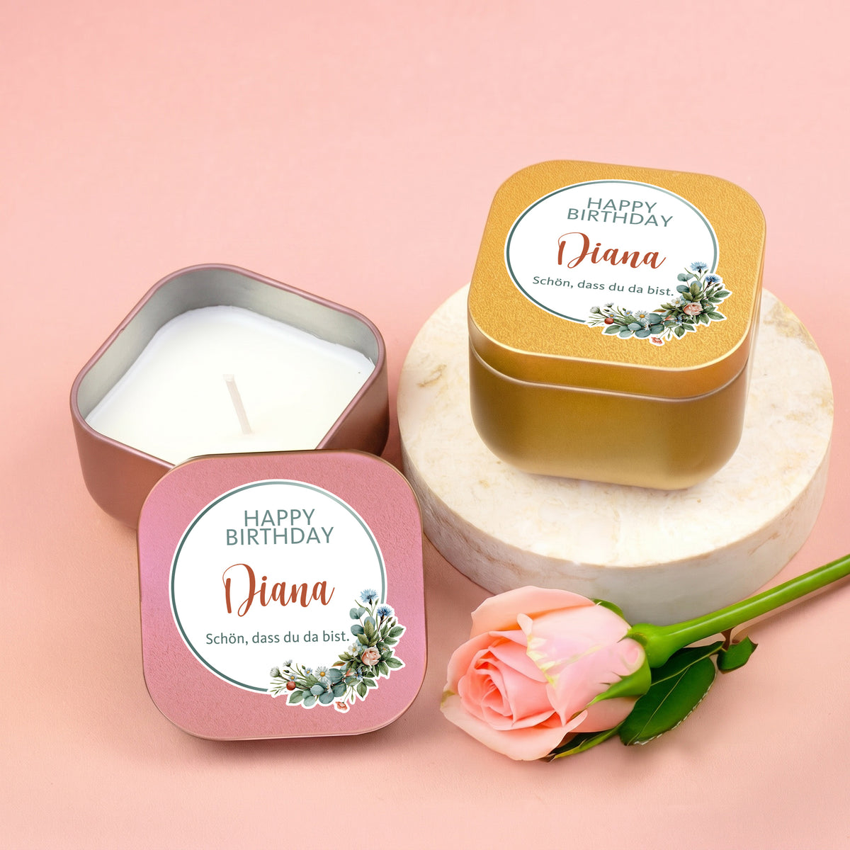 Duftkerze Happy Birthday mit Name & Wunschtext personalisiert – geschenke- online.de