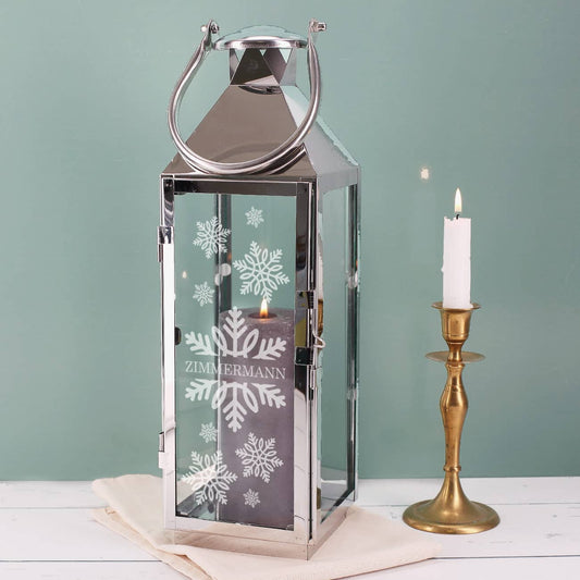 Gravierte Weihnachtslaterne mit Wunschtext