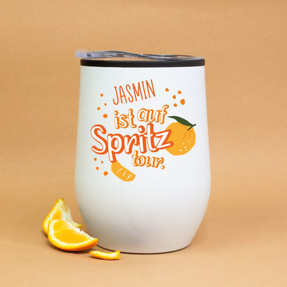 Thermobecher 'Spritztour' personalisiert mit Name | Geschenk für Freundinnen & JGA mit Farbauswahl