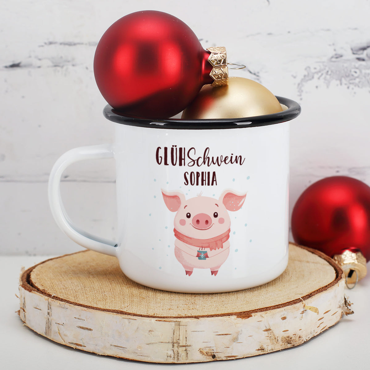 Personalisierte 'Glühschwein' Emailletasse