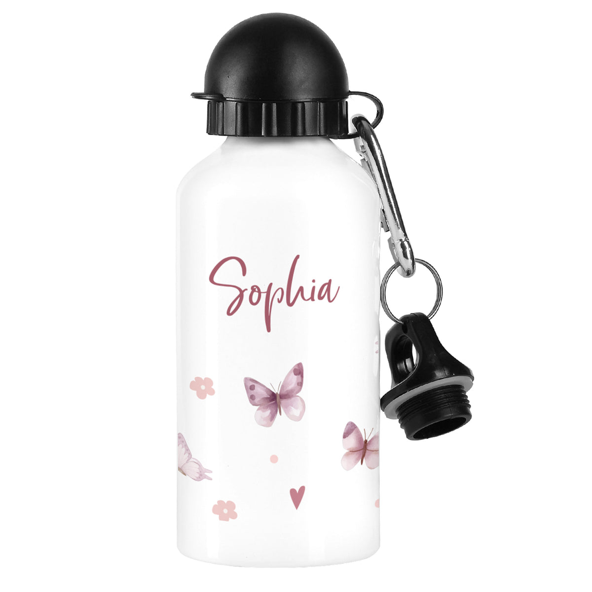 Personalisierte Trinkflasche für Mädchen mit Schmetterlings-Motiv