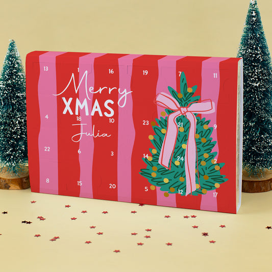 Personalisierter Toffifee Adventskalender mit Name Julia und Merry Xmas Motiv