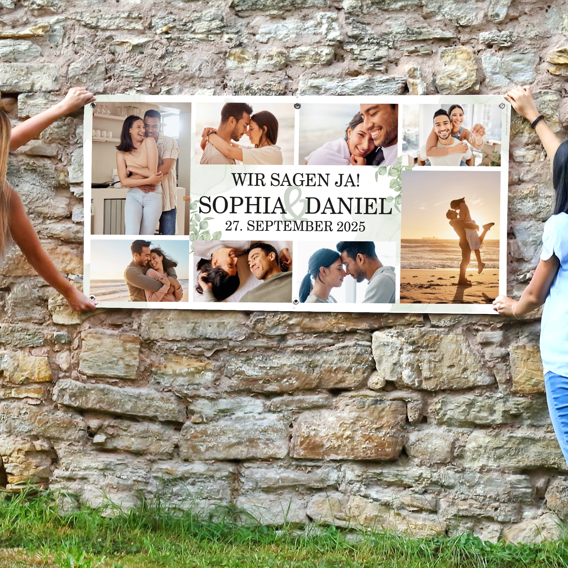 XL Foto-Banner mit 8 Fotos und Personalisierung, zur Hochzeit, Silberhochzeit oder Goldhochzeit