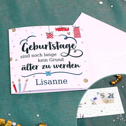 Geldkarte zum Geburtstag mit Name und Wunschtext