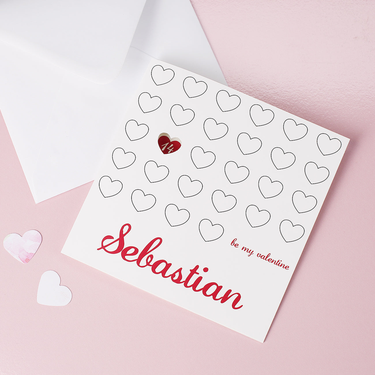 Valentinstagskarte - be my valentine - mit Name und Herzen