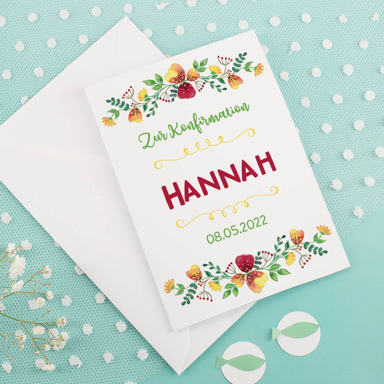 Persönliche Glückwunschkarte zur Konfirmation, Kommunion oder Taufe